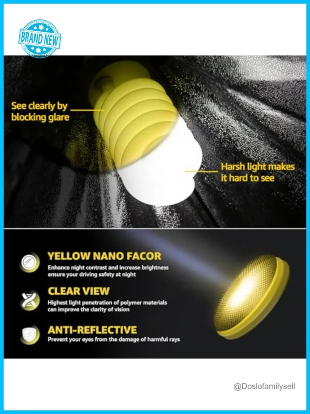Polarized Night Driving Glasses for Women, Anti-Glare Yellow Lens